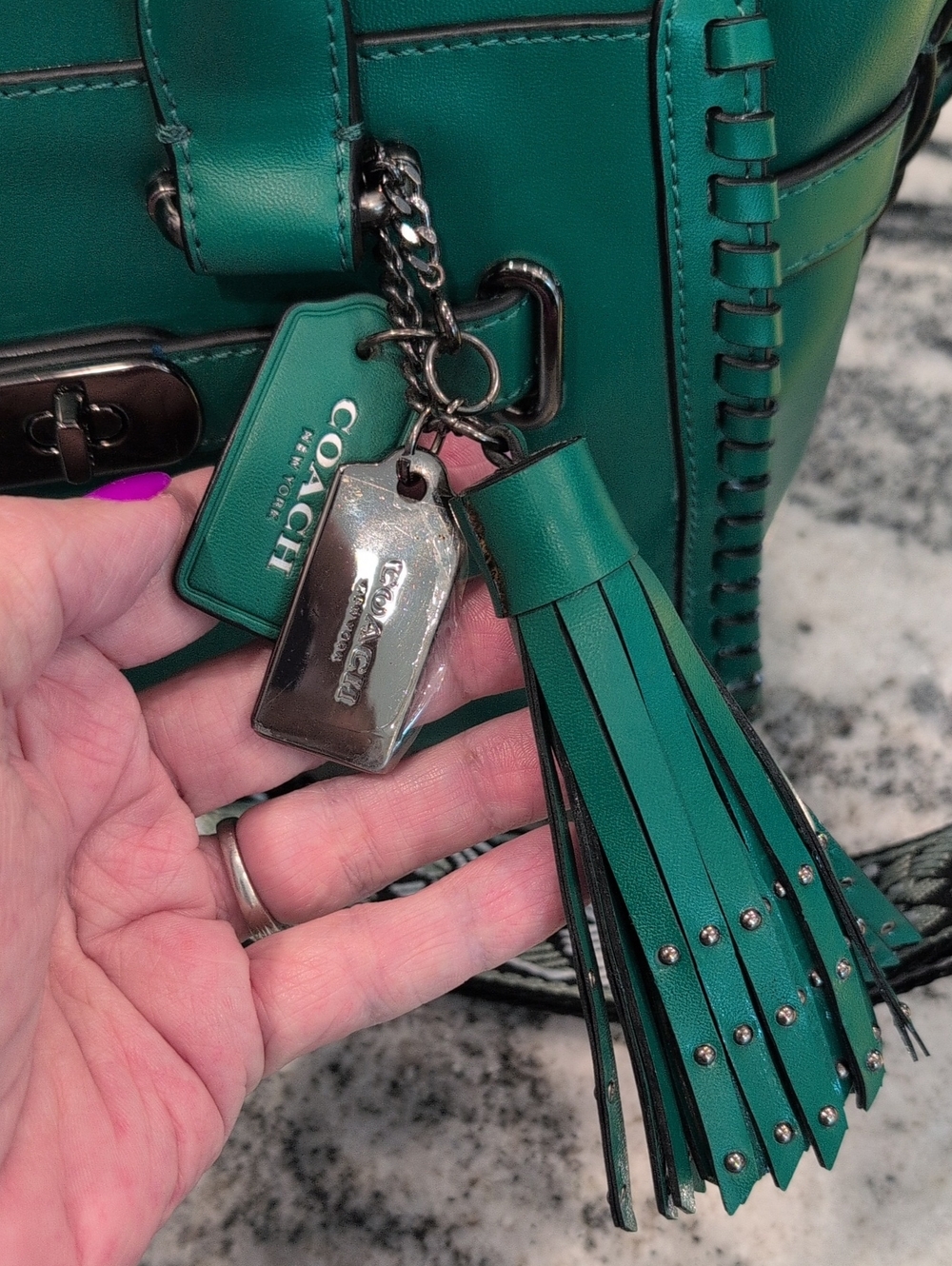 Coach Swagger 27 Forest Green Rip & Repair Carryall Satchel Limited Edition RARE - Picture 2 of 13